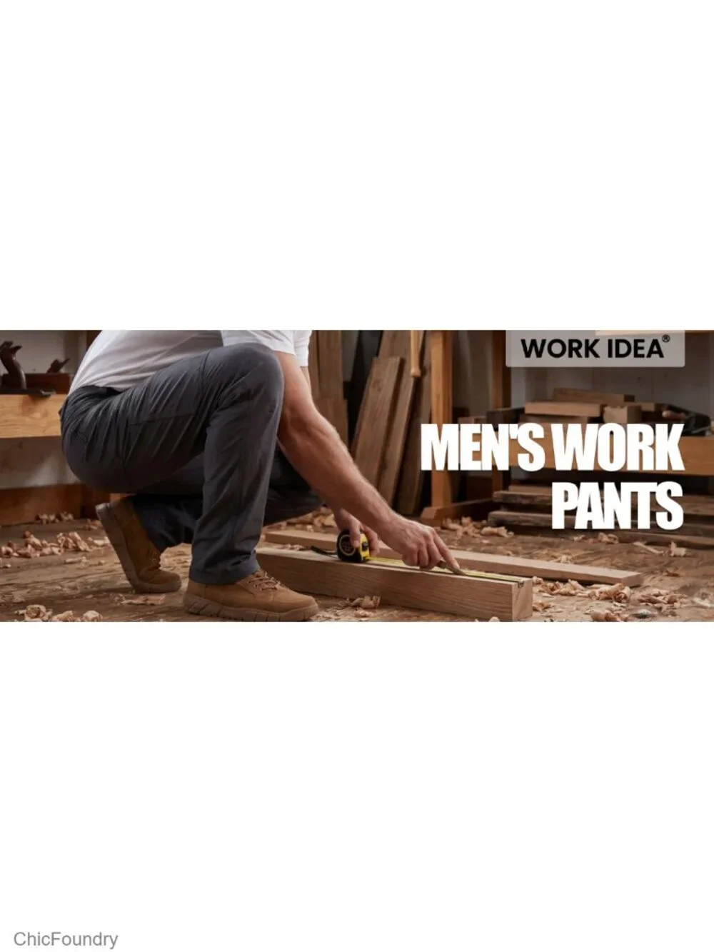 Men's Lightweight Stretch Cargo Work Pants, Water Resistant & Windproof with 8